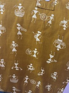 Stylish Mustard Kurta with Folk Art Print