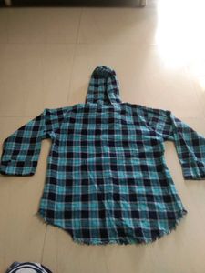 Blue Plaid Hoodie Shirt