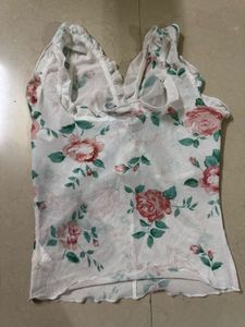 Floral Print Ruffle Tie-Front Top