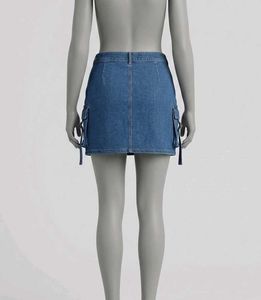 Blue Denim Cargo Mini Skirt