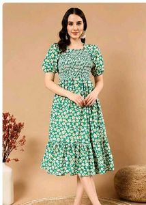 Green Floral Midi Dress