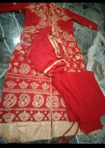 Red salwar with Golden Embroidery