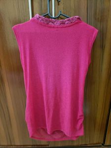 Chic Pink Drape Neck Top