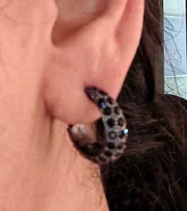 Chunky Black Diamond Hoop Earrings