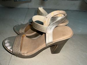 Women's Gold Glitter Wedge Sandals