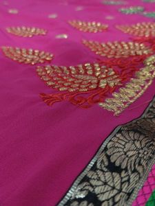 Vibrant Pink Embellished Saree