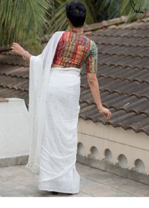 Suta Original Sequin White Saree