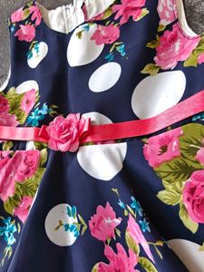 Navy Floral &amp; Polka Dot Dress