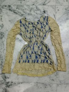 Puffy Sleeves Net Top