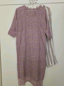 lavender cotton floral suit