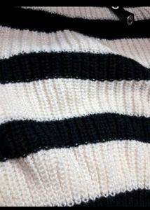 Chic Striped Cold Shoulder Sweater