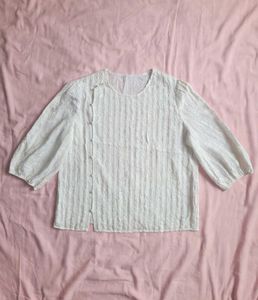 Elegant White Textured Blouse