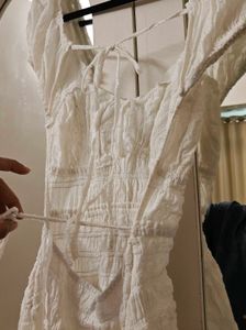 White Smocked Mini Dress