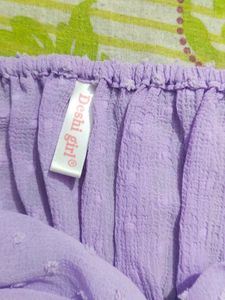 Cute Ruched Lavender Puff Sleeve Top