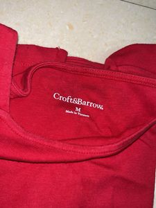 Red Square Neck Top