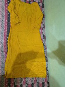 Yellow Kurta with Black Embroidery