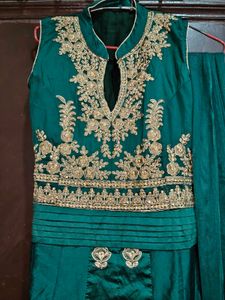 Elegant Emerald Green gown with dupata i