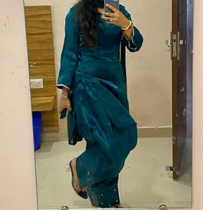 Elegant Teal Silk Kurta Set