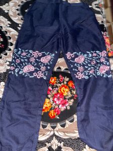Embroidered Blue Denim Kurta set