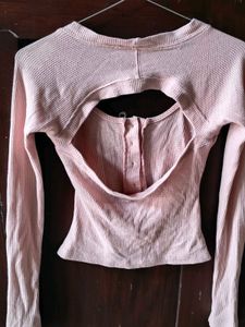 dusty pink backless top