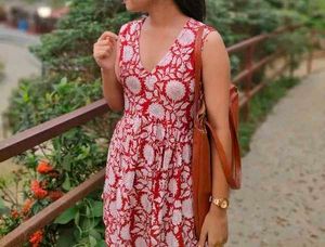 Maroon Floral Print Kurta