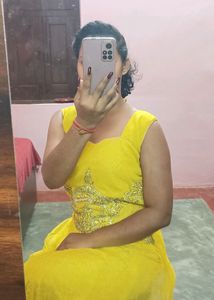 WOMEN'S BEAUTIFUL MAXI DRESH,PARTY,HALDI(MUSTARD)