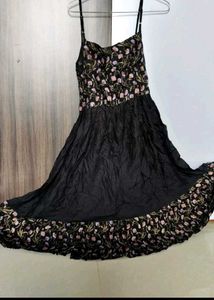 Black Floral Embroidered Midi Dress