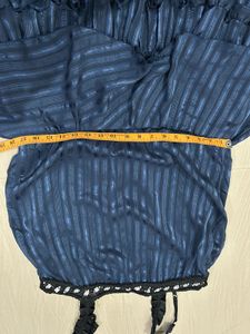 Blue Striped Ruffled Mini Dress
