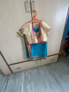 Beautiful Blue Saree with Embellished Blouse