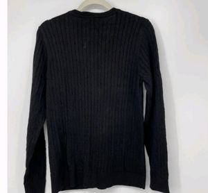 Sonoma Womens Black V neck Cable Knit Sweater