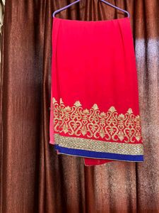 Vibrant Dark Pink Saree with Gotta patti embroider