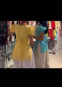 Desi puff sleeve corset back short kurti
