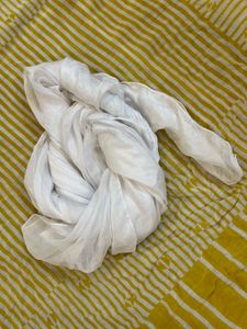 Delicate white chiffon scarf medium size