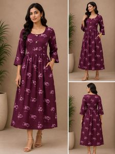 Burgundy Floral Midi Frock