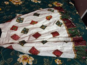 White Cotton Skirt with Diamond Print