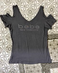 Y2k Bebe Cold Shoulder Top