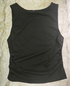 Sleek Ruched Black Tank Top