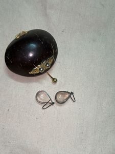 Unique Coconut Shell Clutch Bag with earnings
