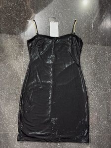 Elegant Black Chain Strap Slip Dress