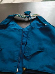 Embroidered Teal Blouse with plazo set