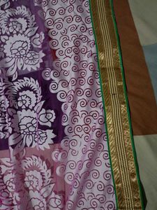 Pink Net Saree