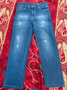 Blue Distressed Denim Jeans