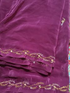 Elegant Embroidered Purple Fabric