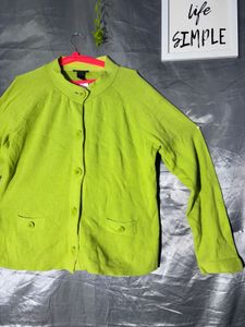 Lime Green Button-Up Cardigan