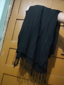 Elegant Black Scarf with Tassels