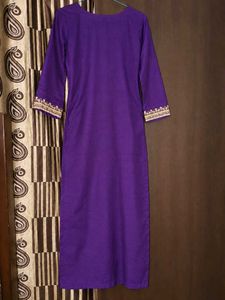 Elegant Purple Kurta with Gold Embroidery