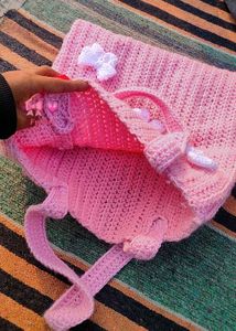 Crocheted Pink Tote Bag