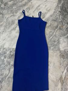 Blue Spaghetti Strap Midi Dress