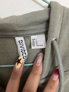 H&amp;M Sage green solid zipper hoodie