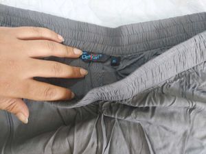 Elegant Grey Palazzo Pants with Lace Detail